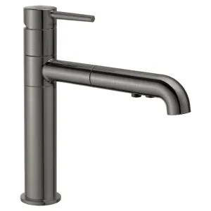 Delta 4159-KS-DST Delta Trinsic Two-Function One-Handle Deck Mount Black Stainless Pull-Out Kitchen Faucet, 1.8 GPM, Lever Handle, Diamond Seal Technology, ADA - 4159-KS-DST