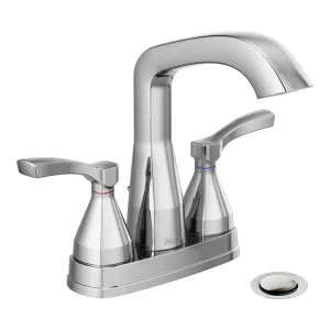 Delta 25776-MPU-DST Delta Stryke Angled Spout Centerset Lavatory Faucet With Metal Pop-Up, Two-Handle, DIAMOND Seal, Lever Handles, 1.2 GPM, Chrome - 25776-MPU-DST