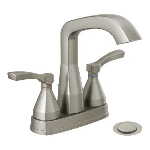 Delta 25776-SSMPU-DST Delta Stryke Angled Spout Centerset Lavatory Faucet With Metal Pop-Up, Two-Handle, DIAMOND Seal, Lever Handles, 1.2 GPM, Stainless - 25776-SSMPU-DST