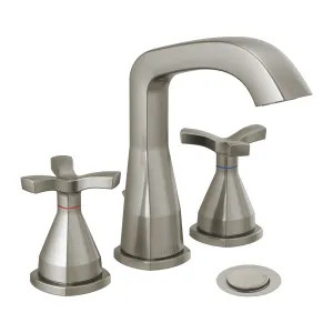 Delta 357766-SSMPU-DST Delta Stryke Widespread Bathroom Faucet With Metal Pop-Up, Helo Spoke Handles, Diamond Seal, ADA, 1.2 GPM, Stainless - 357766-SSMPU-DST