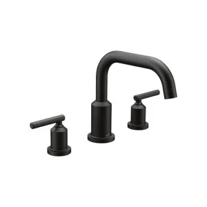 Moen T961BL Moen Gibson Two-Handle Roman Tub Faucet Trim, Angular Spout, Lever Handles, M-PACT, Matte Black - T961BL