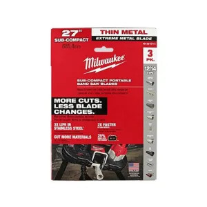 Milwaukee 48-39-0711 Milwaukee 48-39-0711 Extreme Thick Metal Bandsaw Blades Deep Cut 12/14 TPI - 3/pk  