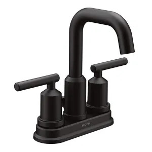 Moen 6150BL Moen Gibson Two-Handle High-Arc Centerset Matte Black Bathroom Faucet with Metal Pop-Up, 1.2 GPM, Lever Handles, WaterSense, ADA - 6150BL