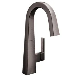 Moen S55005BLS Moen Nio Single Handle Bar/Prep Faucet, Handle Accent Option Included, Black Stainless - S55005BLS