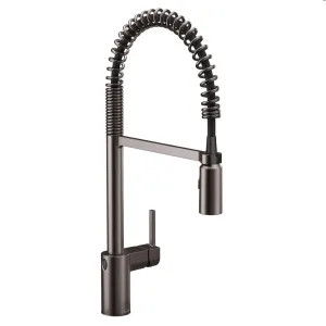 Moen 5923EWBLS Moen Align Single Handle Pre-Rinse Spring Pull-Down Kitchen Faucet w/ MotionSense Wave, Black Stainless - 5923EWBLS