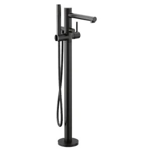 Moen 395BL Moen Align 6 GPM Freestanding Tub Filler with 1.75 GPM Single-Function Hand Shower, 59in Metal Hose, Single Lever Handle, Matte Black - 395BL