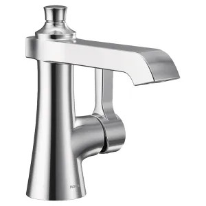 Moen S6981 Moen Flara Single-Handle Chrome Bathroom Faucet with Metal Pop-Up, 1.2 GPM, Single-Hole, Lever Handle, ADA-Compliant, WaterSense - S6981