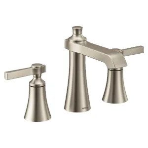 Moen TS6984BN Moen Flara Two-Handle Widespread Brushed Nickel Bathroom Faucet with Lever Handles, 1.2 GPM, 60 PSI, WaterSense, Three-Holes - TS6984BN