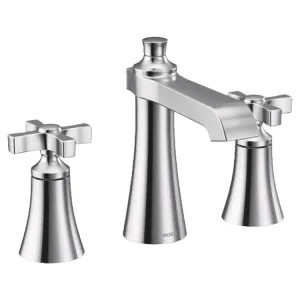 Moen TS6985 Moen Flara Two Handle High-Arc Widespread Chrome Lavatory Faucet with Cross Handle, 1.2 GPM, 60 PSI, WaterSense, Three-Holes - TS6985