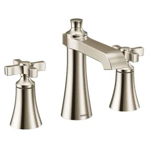 Moen TS6985NL Moen Flara Two-Handle Widespread Polished Nickel Bathroom Faucet with Cross Handles, 1.2 GPM, 60 PSI, WaterSense, ADA, Three-Holes - TS6985NL