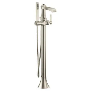 Moen S931BN Moen Flara Single-Handle Freestanding Tub Filler with 1.75 GPM Single-Function Hand Shower, 59in Metal Hose, Dual Check Valves, Brushed Nickel - S931BN