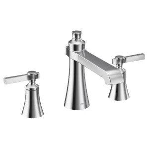 Moen TS926 Moen Flara Two-Handle Roman Tub Faucet, Widespread, 10in Center, Lever Handles, Metal, LifeShine Finish, Polished Chrome - TS926
