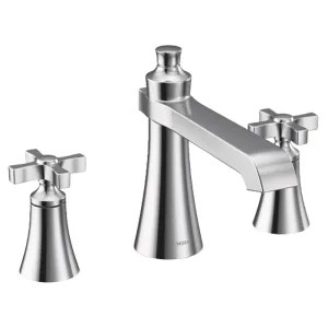 Moen TS927 Moen Flara Two-Handle Roman Tub Faucet, High Arc Spout, Cross Handles, Chrome - TS927