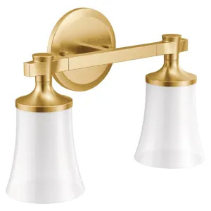 Moen YB0362BG MOEN YB0362BG CSI Flara Two-Globe Bath Light Sconce, Brushed Gold