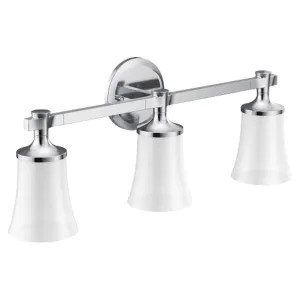 Moen YB0363CH MOEN YB0363CH CSI Flara Three-Globe Bath Light Sconce, Chrome