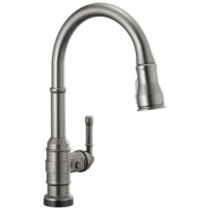 Delta 9190T-KS-DST Delta Broderick Single Handle Pull-Down Bar/Prep Faucet, Touch2O, Diamond Seal, MagnaTite, ShieldSpray, ADA, 1.8 GPM, Black Stainless - 9190T-KS-DST