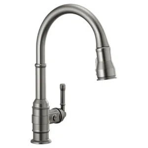 Delta 9990-KS-DST Delta Broderick Single Handle Pull-Down Bar/Prep Faucet, Black Stainless - 9990-KS-DST