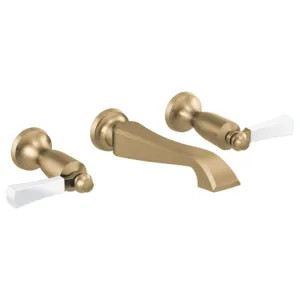 Delta T3556LF-GSWL Delta Dorval Wall-Mount Champagne Bronze/Porcelain Lavatory Faucet Trim for 8