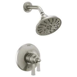 Delta T17T256-SS Delta Dorval TempAssure 17T Series Two-Handle H2Okinetic Raincan Shower Faucet with Volume Control, 1.75 GPM, Lever Handles, Stainless - T17T256-SS