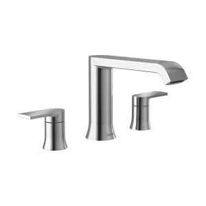 Moen T908 Moen Genta LX Two-Handle Roman Tub Faucet Trim, Low Arc Spout, Lever Handles, Metal, Polished Chrome - T908