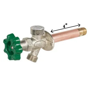   Prier 4-Inch Freezeless Wall Hydrant With Soft Grip Handle, 1/4-Inch Turn x 3/4-Inch MIP x 1/2-Inch FIP - P-164T04