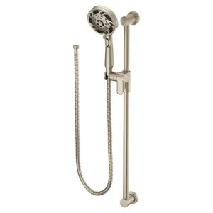 Moen 3670EPBN Moen 4-1/2in Five-Function Hand Shower with 30in Slide Bar, Round, Eco-Performance, 1.75 GPM, WaterSense, ADA, Brushed Nickel - 3670EPBN