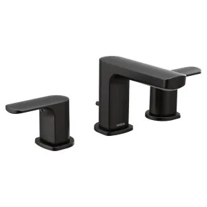 Moen T6920BL Moen Rizon Two-Handle Low Arc Widespread Matte Black Bathroom Faucet, 1.2 GPM, 60 PSI, WaterSense, Lever Handles, Three-Holes, ADA - T6920BL