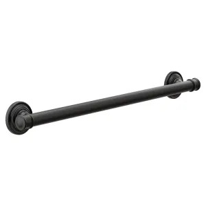 Moen YG6424BL Moen Matte Black 24in Grab Bar for Belfield Collection, SecureMount Anchor, ADA-Compliant - YG6424BL