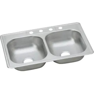 Dayton DW10233224 Dayton DW10233224 Stainless Steel Top Mount Double Bowl Sink