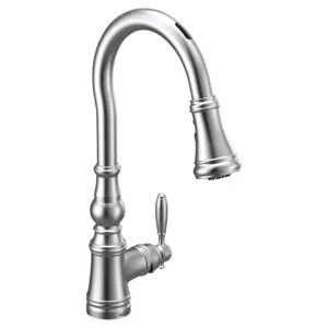 Moen S73004EVC Moen Weymouth Smart Single Handle High Arc Pull-Down Kitchen Faucet, Chrome - S73004EVC 