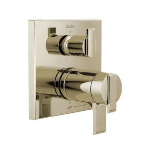 Delta T27T867-PN Delta Angular Modern TempAssure 17T Series Two-Handle Valve Trim w/ 3-Function Diverter, Lever Handles, Polished Nickel - T27T867-PN