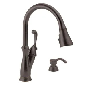 Delta 19950Z-RBSD-DST Delta Arabella Single-Handle Venetian Bronze Pull-Down Kitchen Faucet with Soap Dispenser, 1.8 GPM, Lever Handle, Diamond Seal Technology, Touch2O - 19950Z-RBSD-DST