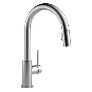 Delta 9159-AR-DST Delta Trinsic Two-Function Single-Handle Arctic Stainless Pull-Down Kitchen Faucet, 1.8 GPM, Lever Handle, Diamond Seal Technology, ADA - 9159-AR-DST