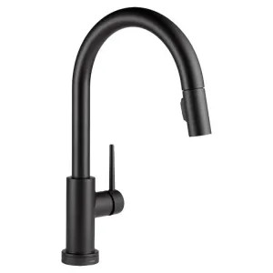 Delta 9159-BLLS-DST Delta Trinsic Two-Function Single-Handle Matte Black Pull-Down Kitchen Faucet, 1.8 GPM, Lever Handle, Diamond Seal Technology, ADA, Limited Swivel - 9159-BLLS-DST
