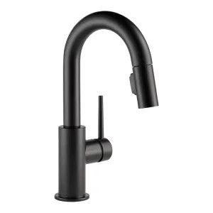 Delta 9959-BLLS-DST Delta Trinsic Two-Function Single-Handle Matte Black Pull-Down Bar/Prep Faucet, 1.8 GPM, Lever Handle, Diamond Seal Technology, ADA, Limited Swivel - 9959-BLLS-DST