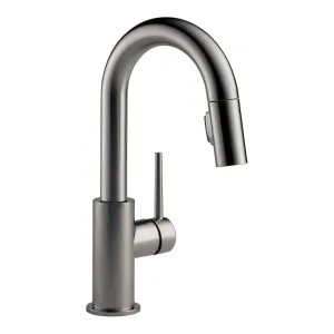 Delta 9959-KSLS-DST Delta Trinsic Two-Function Single-Handle Black Stainless Pull-Down Bar/Prep Faucet, 1.8 GPM, Lever Handle, Diamond Seal Technology, ADA, Limited Swivel - 9959-KSLS-DST