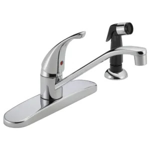 Peerless P115LF-1.0 Peerless Chrome Single Handle Kitchen Faucet with Black Side Spray, ADA, 1.0 GPM - P115LF-1.0