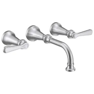 Moen TS44104 Moen Colinet Two-Handle Wall-Mount Bathroom Faucet, 1.2 GPM, Lever Handles, WaterSense, Chrome - TS44104