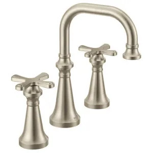 Moen TS44505BN Moen Colinet Two-Handle Widespread Roman Tub Faucet, 8in High Arc Spout, 12in Center, Cross Handles, Brushed Nickel - TS44505BN