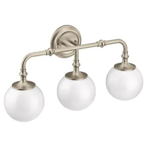 Moen YB0563BN Moen YB0563BN CSI Colinet Three Globe Bath Sconce Light, Brushed Nickel
