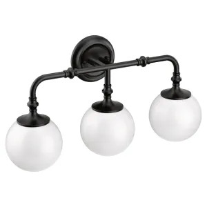 Moen YB0563BL Moen YB0563BL CSI Colinet Three Globe Bath Sconce Light, Matte Black