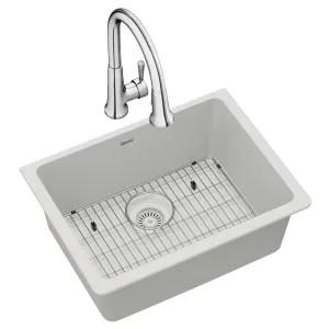 Elkay ELGU2522WH0FC Elkay ELGU2522WH0FC Quartz Classic Single Bowl Undermount Sink with Faucet, 24-5/8