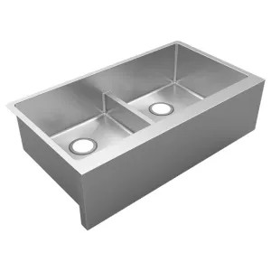 Elkay EFRUFFA3417 Elkay EFRUFFA3417 Crosstown Equal Double Bowl Farmhouse Sink with Aqua Divide, Stainless Steel, 35-7/8