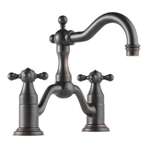 Brizo 65538LF-RB Brizo Tresa Two-Handle Widespread Bridge Venetian Bronze Bathroom Faucet with Cross Handles, 1.5 GPM, Two-Hole, Less Drain - 65538LF-RB