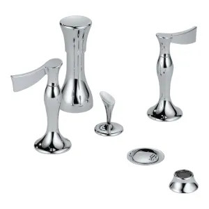 Brizo 68490-PCLHP Brizo RSVP Two-Handle Bidet Faucet with Diverter and Metal Pop-Up, 4-Hole, Less Handles, Polished Chrome - 68490-PCLHP