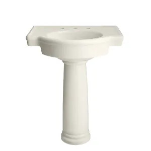 American Standard 0282800.222 American Standard Retrospect Linen Complete Pedestal Lavatory Sink with Front Overflow, 8in Center, Right Height  - 0282800.222