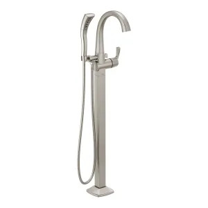Delta T4777-SSFL Delta Stryke Freestanding Tub Filler Trim with 1.75 GPM Single-Setting Hand Shower, H2Okinetic, Lever Handle, Stainless - T4777-SSFL