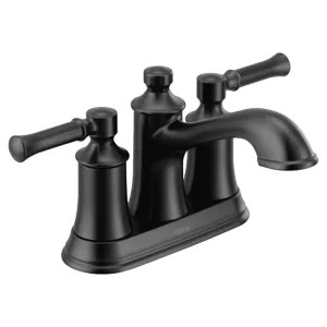 Moen 6802BL Moen Dartmoor Two-Handle Centerset Matte Black Bathroom Faucet with Metal Pop-Up Drain, 1.2 GPM, Lever Handles, WaterSense, ADA - 6802BL