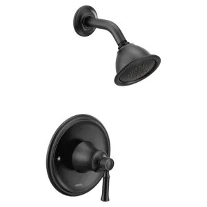 Moen T2182BL Moen Dartmoor Posi-Temp Single-Handle Shower Faucet, One-Function, 2.5 GPM, Lever Handle, M-PACT, Matte Black - T2182BL