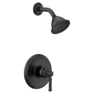 Moen T2182EPBL Moen Dartmoor Posi-Temp Single-Handle Shower Faucet, One-Function, 1.75 GPM, Lever Handle, Eco-Performance, M-PACT, Matte Black - T2182EPBL
